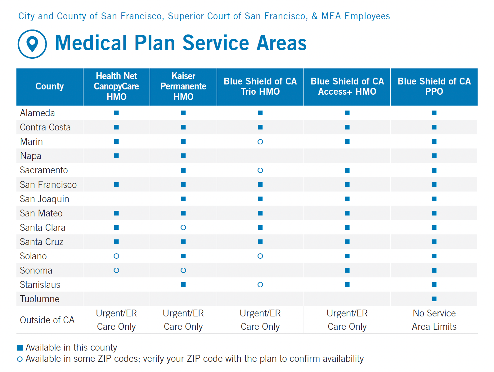 2024 Medical Plan Service Areas  
