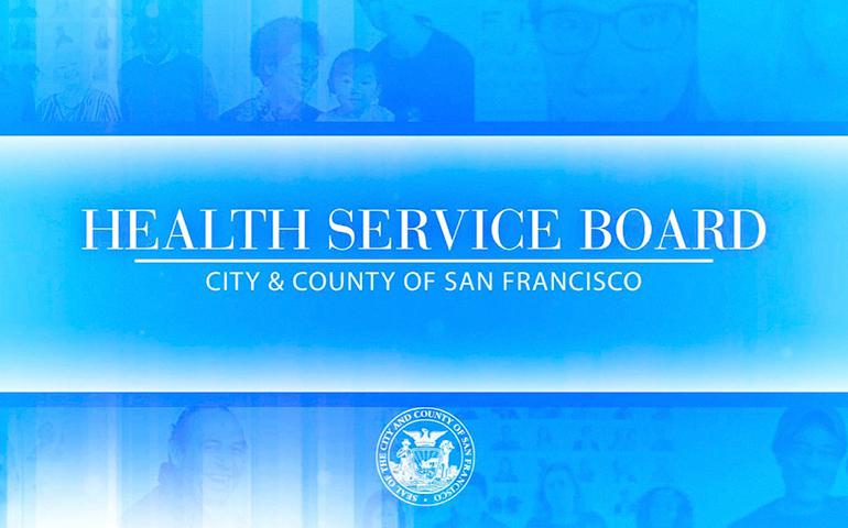 Image with blue background that says "Health Service Board"