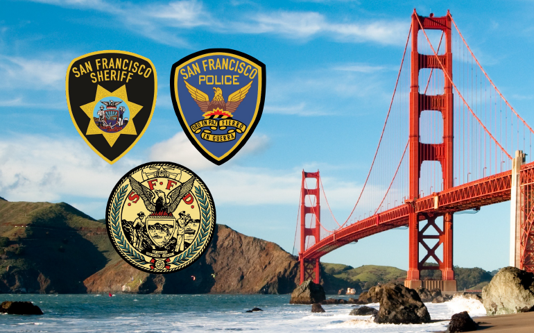 First Responder Logos on Golden Gate Bridge Image