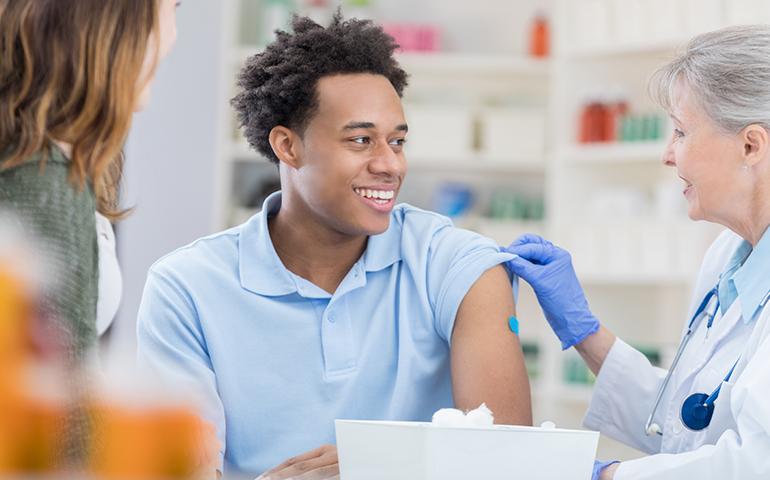 Man getting a flu shot