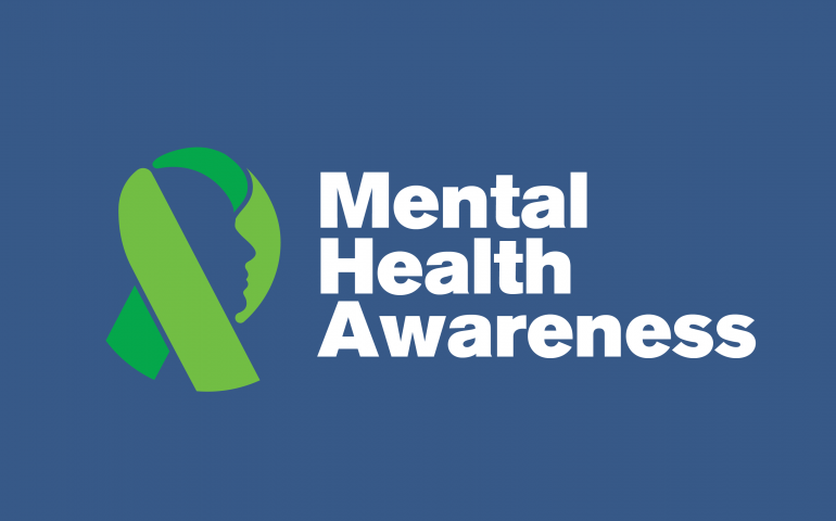 Mental Health Awareness month green ribbon logo
