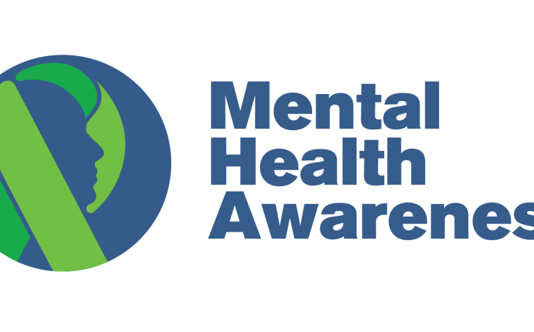 Mental Health Awareness Blue Circle Logo with Face Silohuette