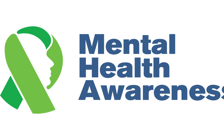 Mental Health Awareness Logo Without Blue Circle with Green Silouette face shaped as a ribbon.