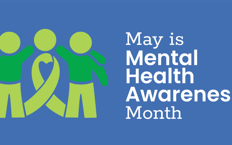 Blue mental health awareness logo banner for emails or newletters