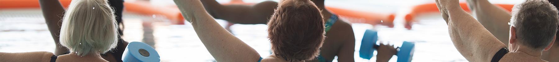 group doing water aerobics