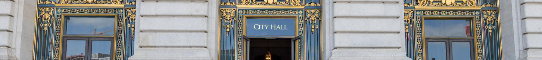 City Hall entrance and steps facing the Civic Center park.