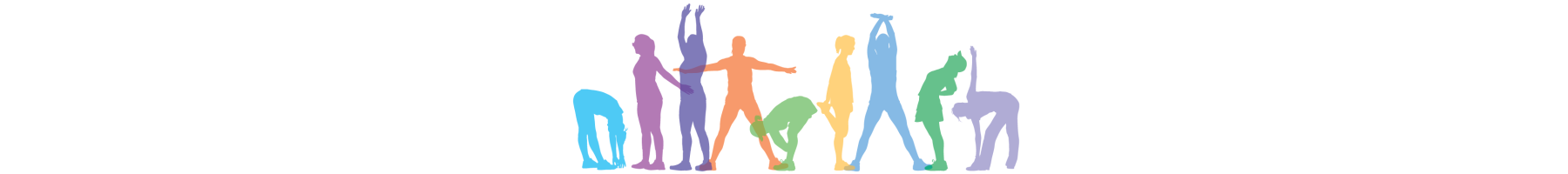 A banner showing illustrations of people doing different types of stretching. 
