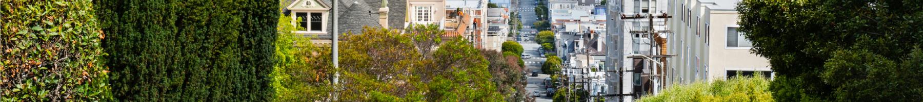 Street in San Francisco lined up with houses.