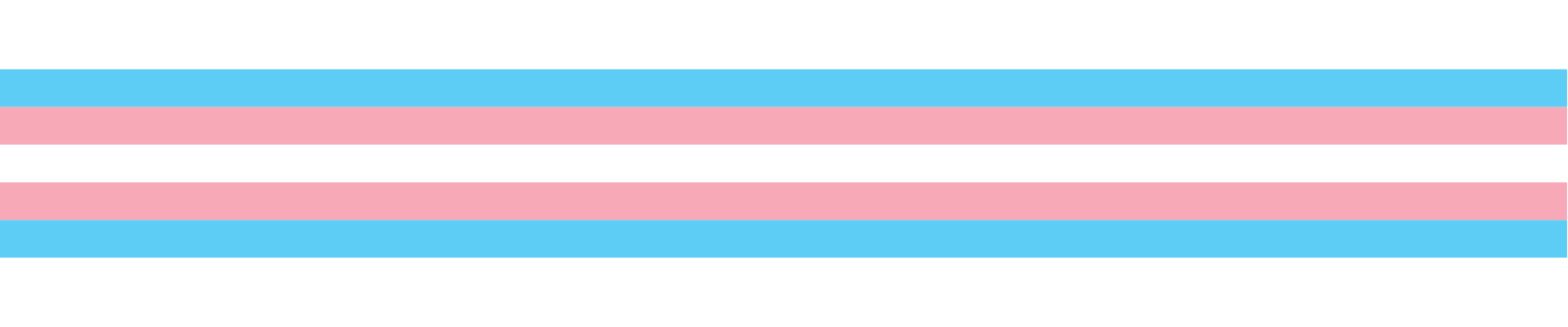 A decorative website striped banner design in trans colors from top to bottom: Light Blue, Pink, White, Pink, and Light Blue. 